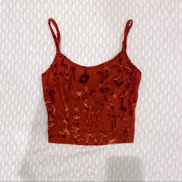Tiger Mist Tops - FLORAL PATTERN RED TOP W VELVET DETAILS